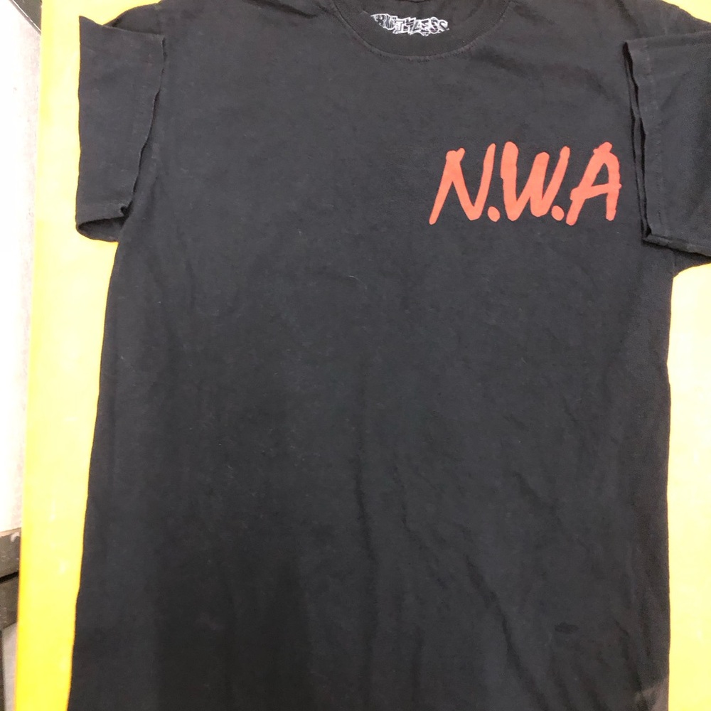 N.W.A Black Graphic Tee with Red Logo
